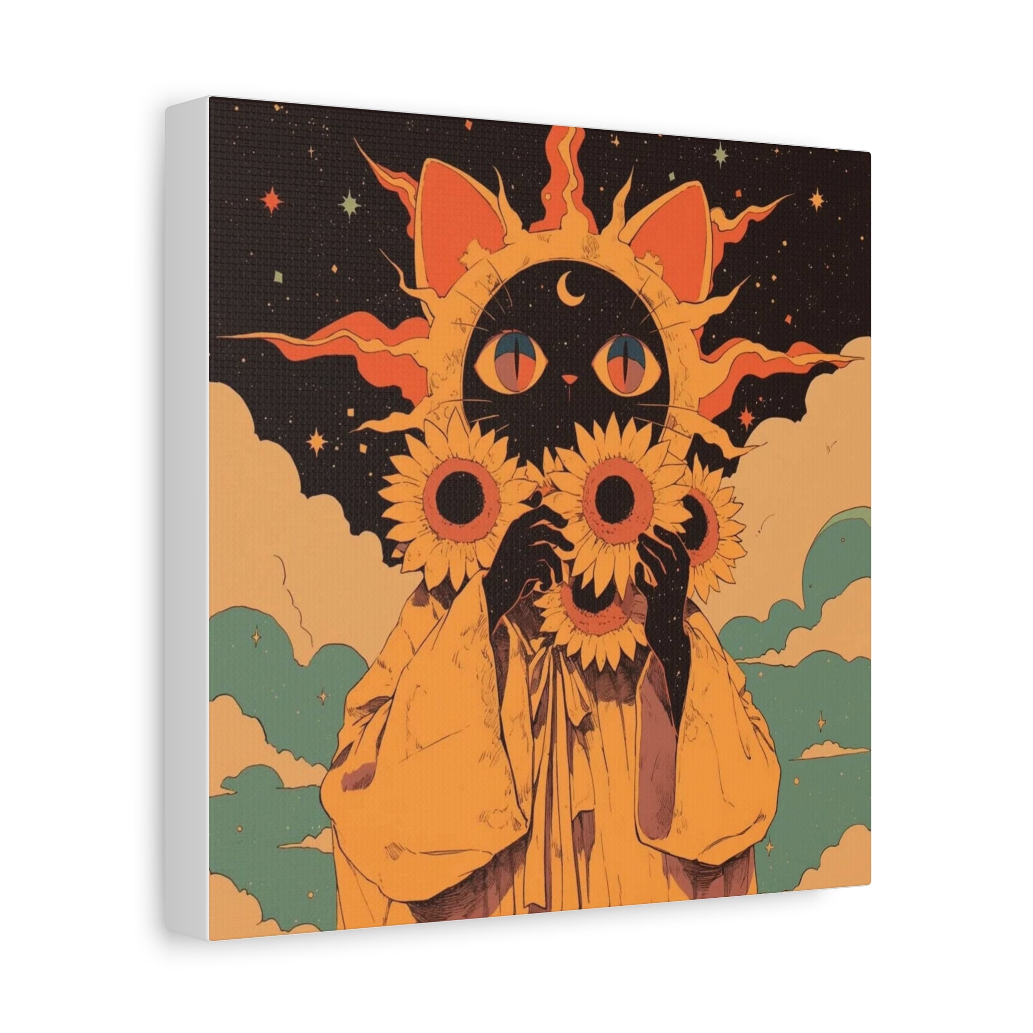 Sunflower Cat Mystic, Canvas Print