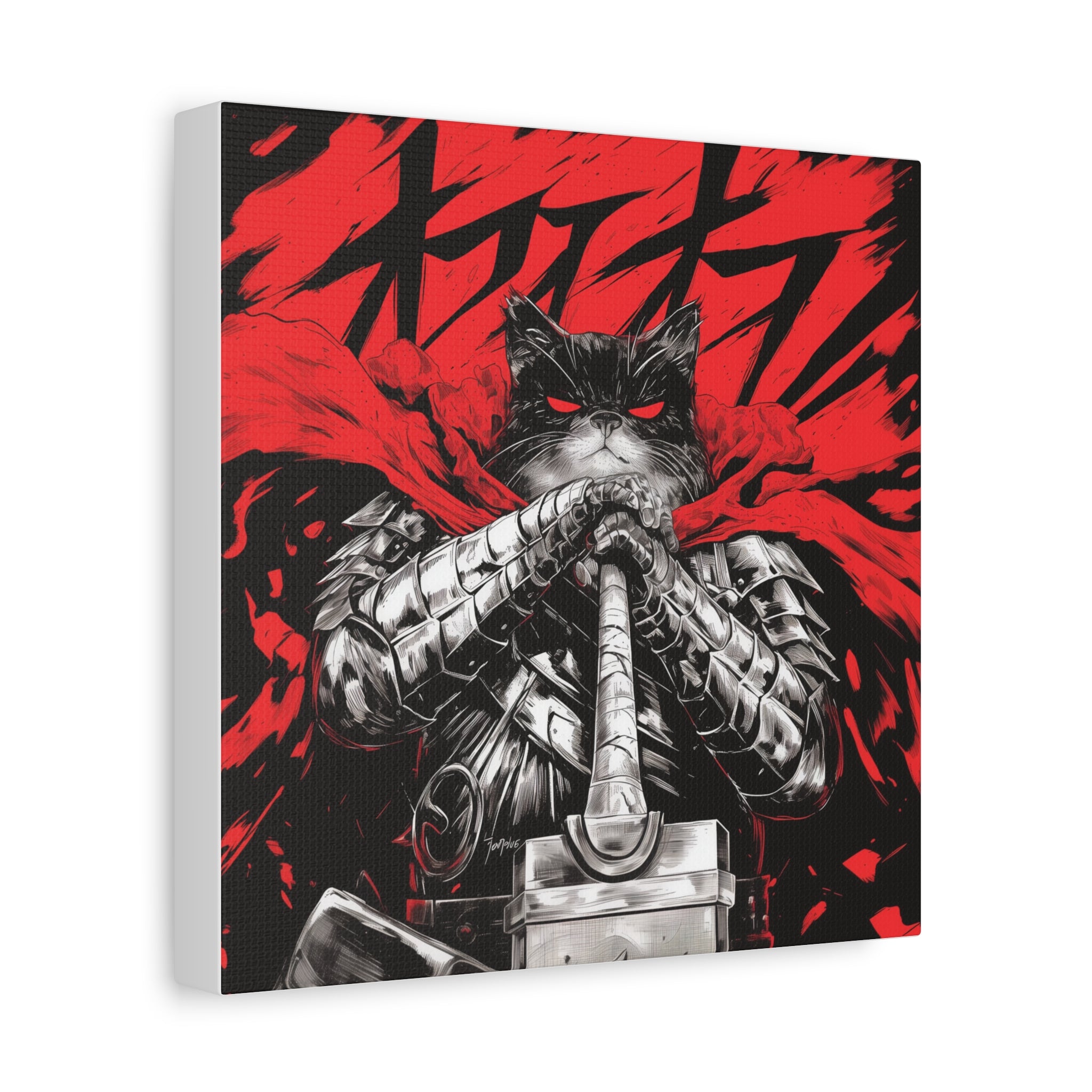 Catsu the Berserker kitty, Matte Canvas Print