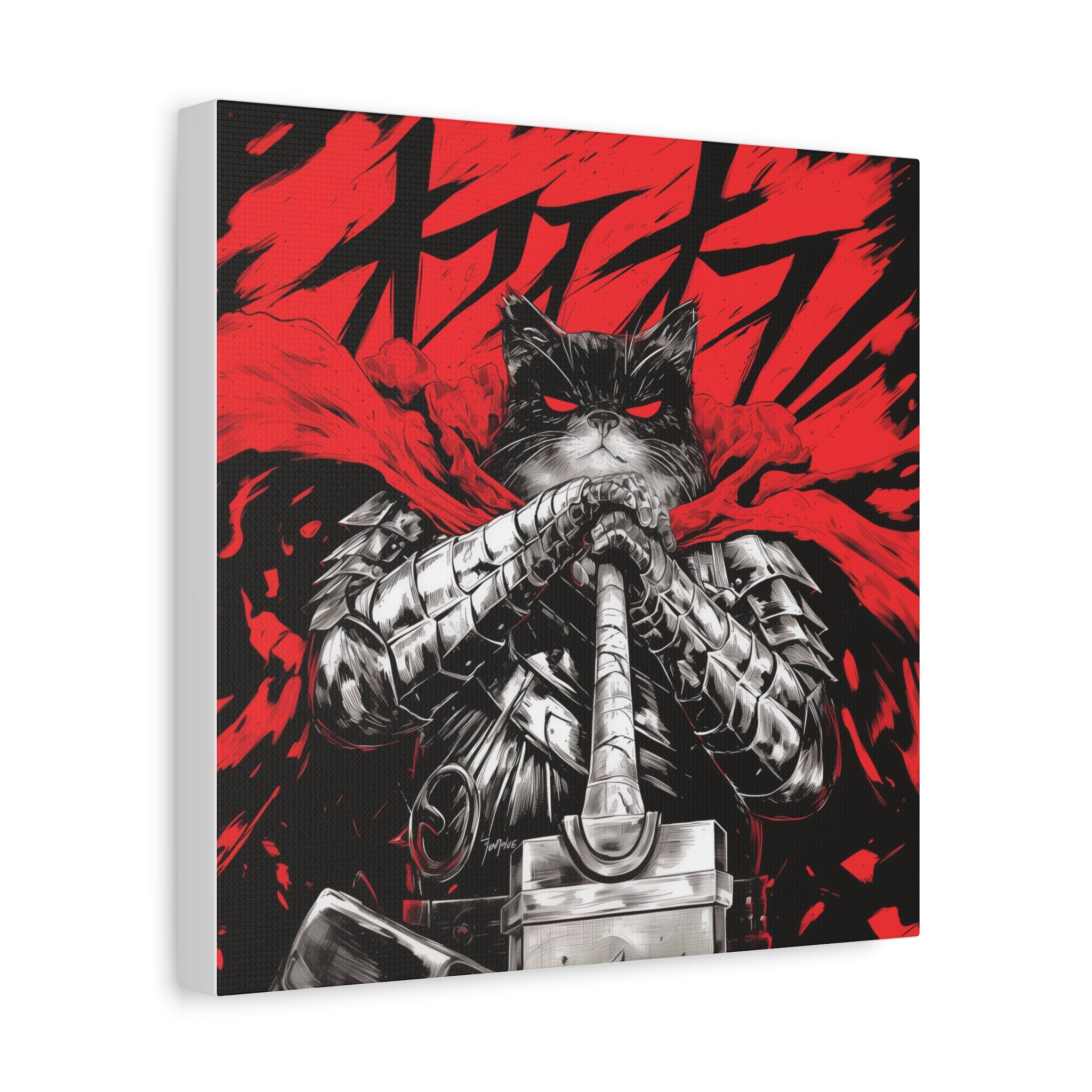 Catsu the Berserker kitty, Matte Canvas Print