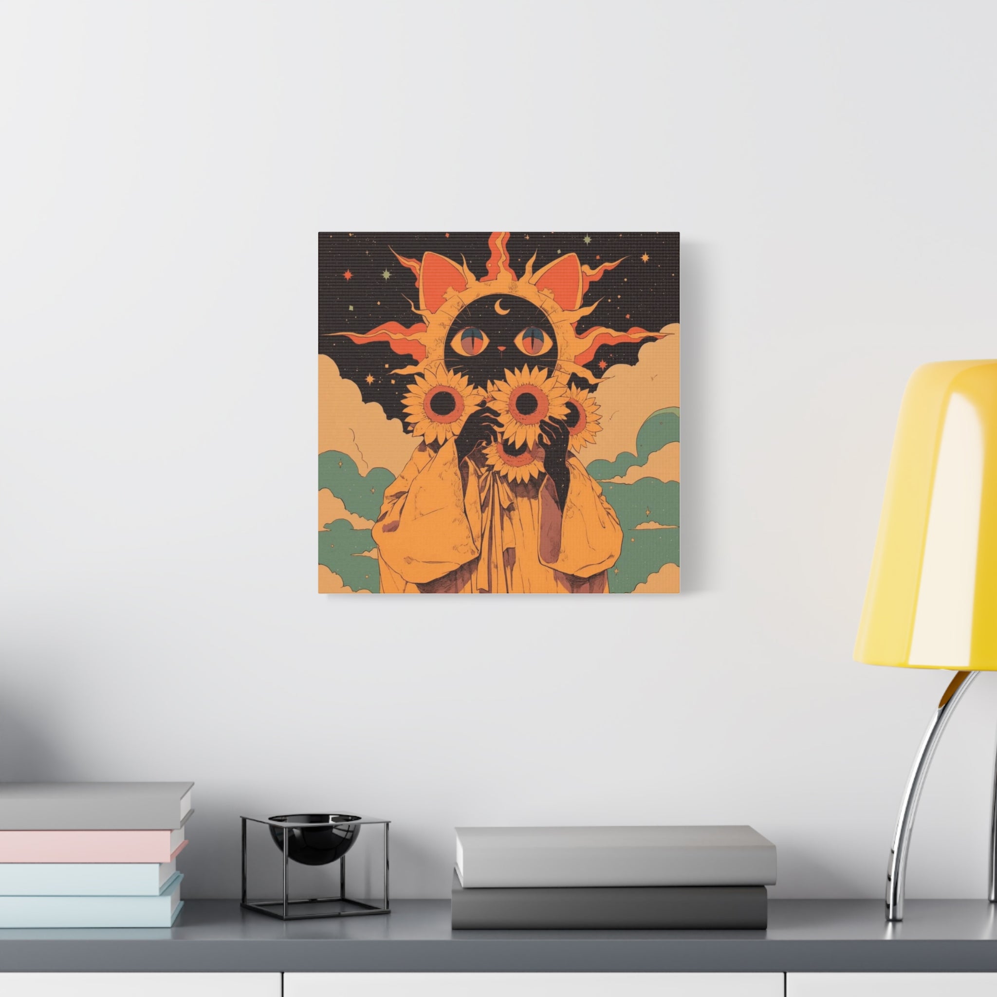 Sunflower Cat Mystic, Canvas Print