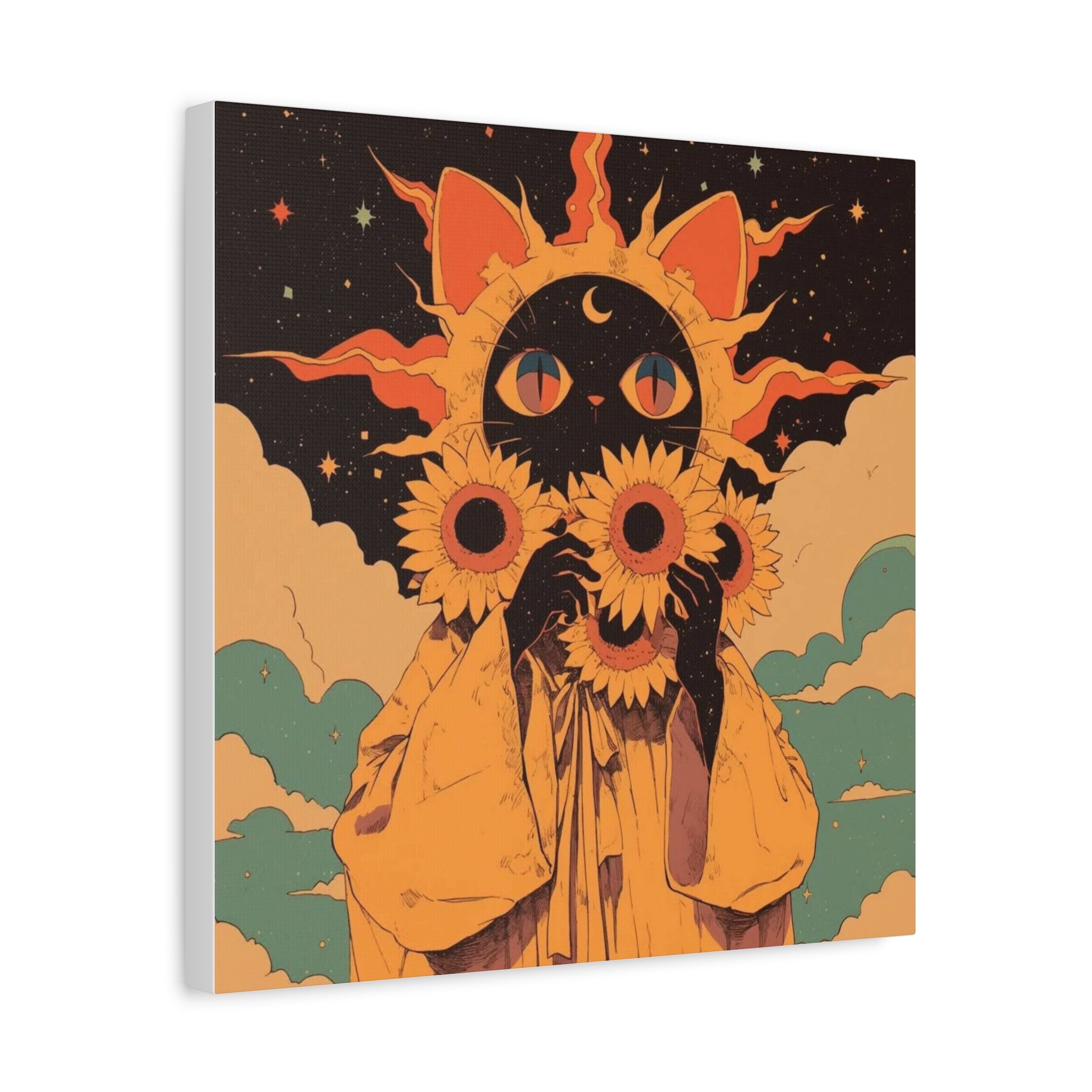 Sunflower Cat Mystic, Canvas Print