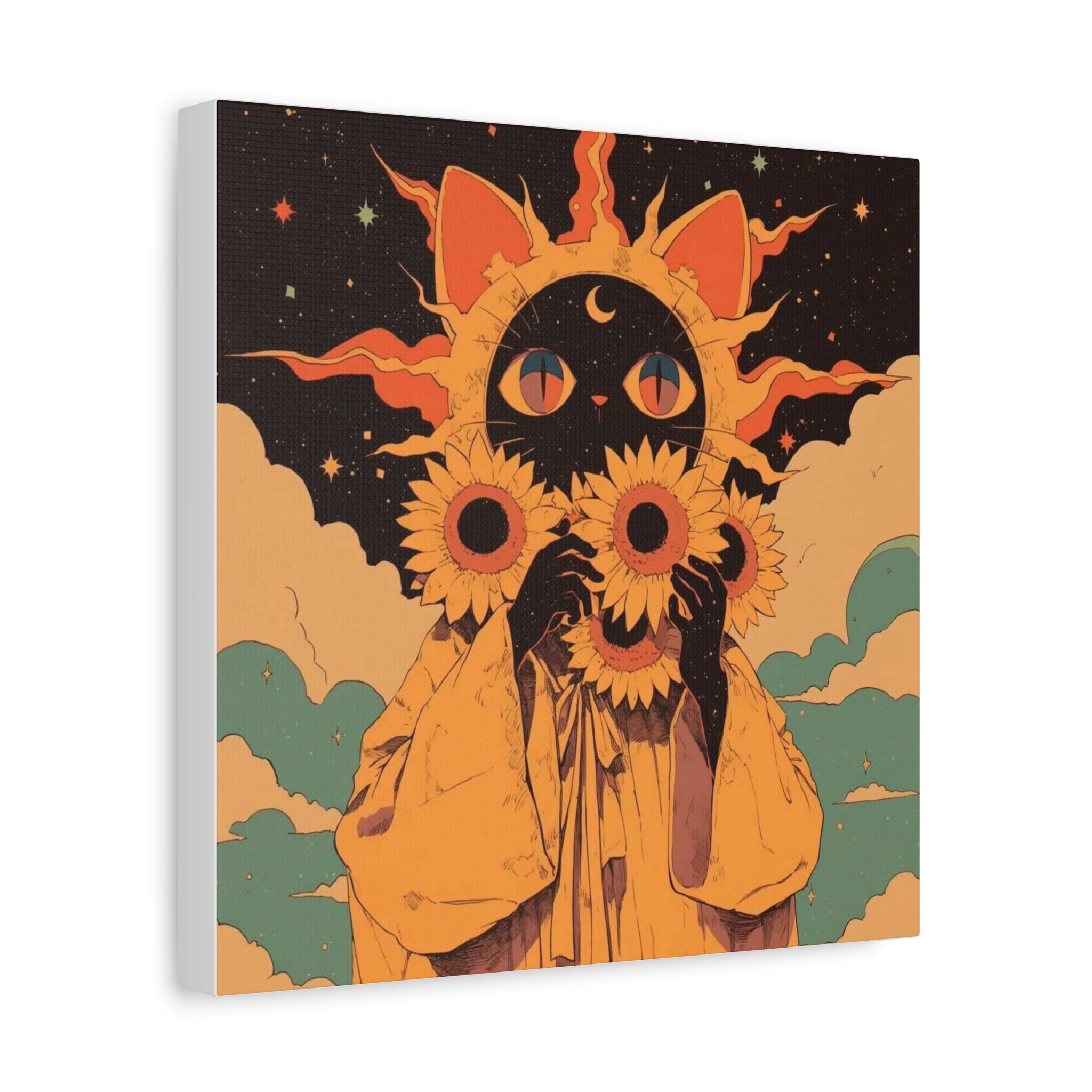 Sunflower Cat Mystic, Canvas Print