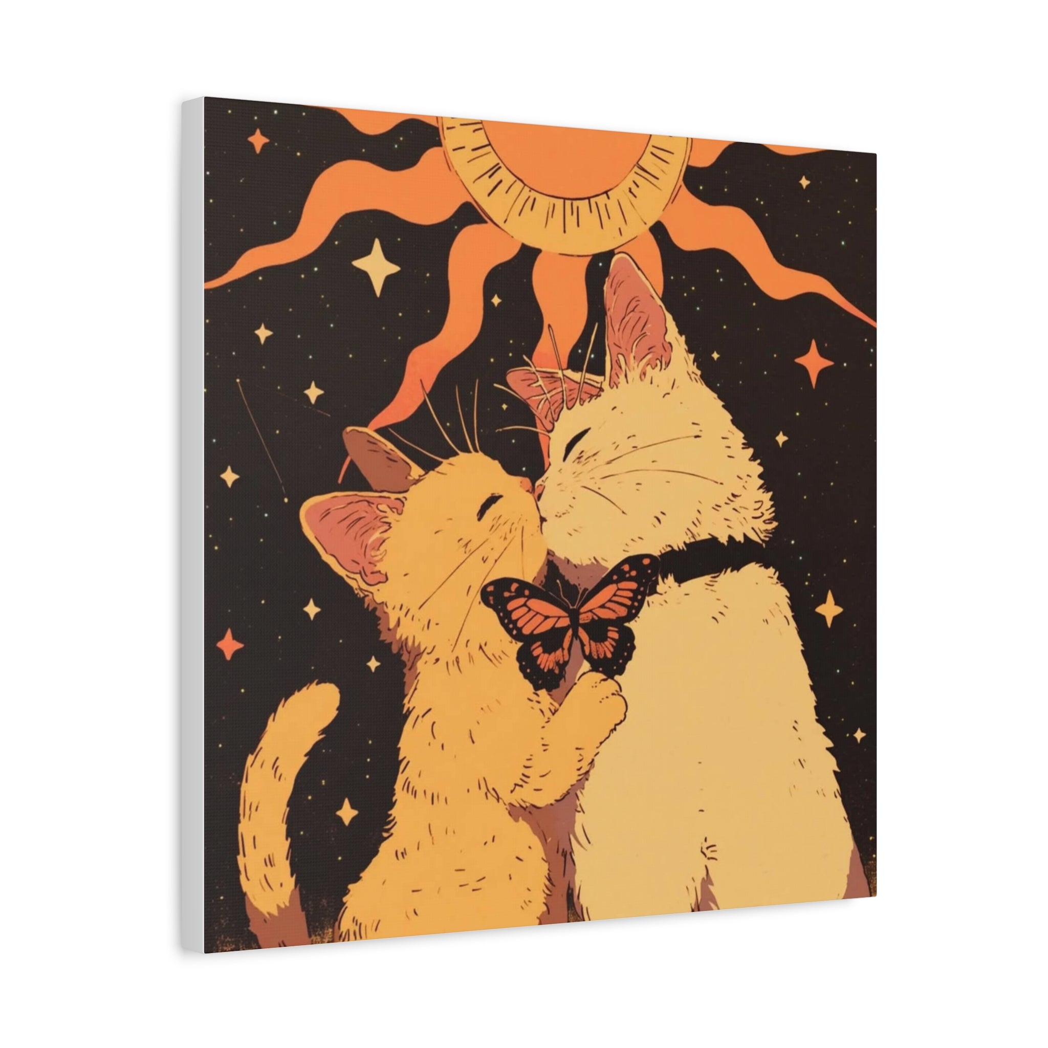 Celestial Sun Cat Lovers Canvas Print