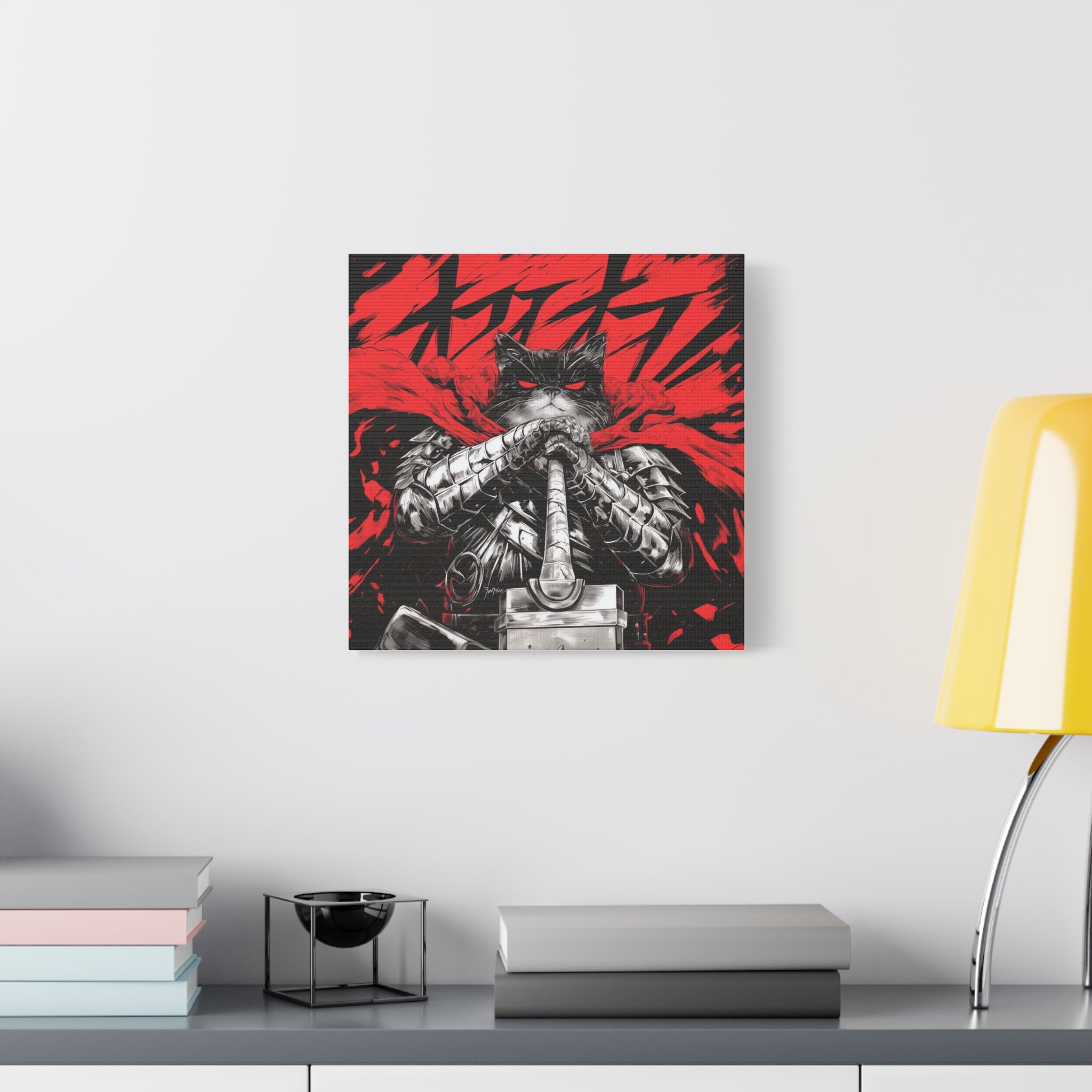 Catsu the Berserker kitty, Matte Canvas Print