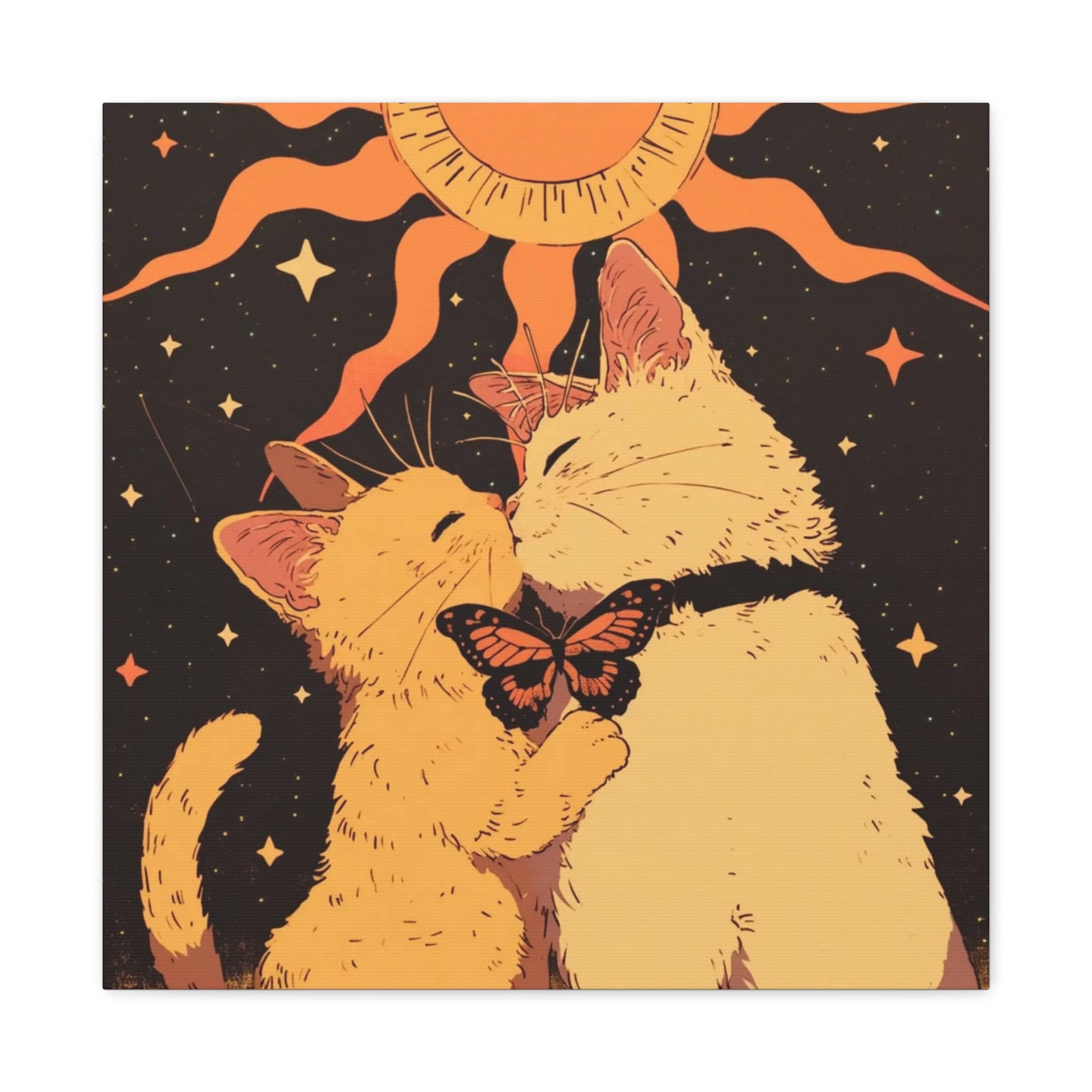 Celestial Sun Cat Lovers Canvas Print