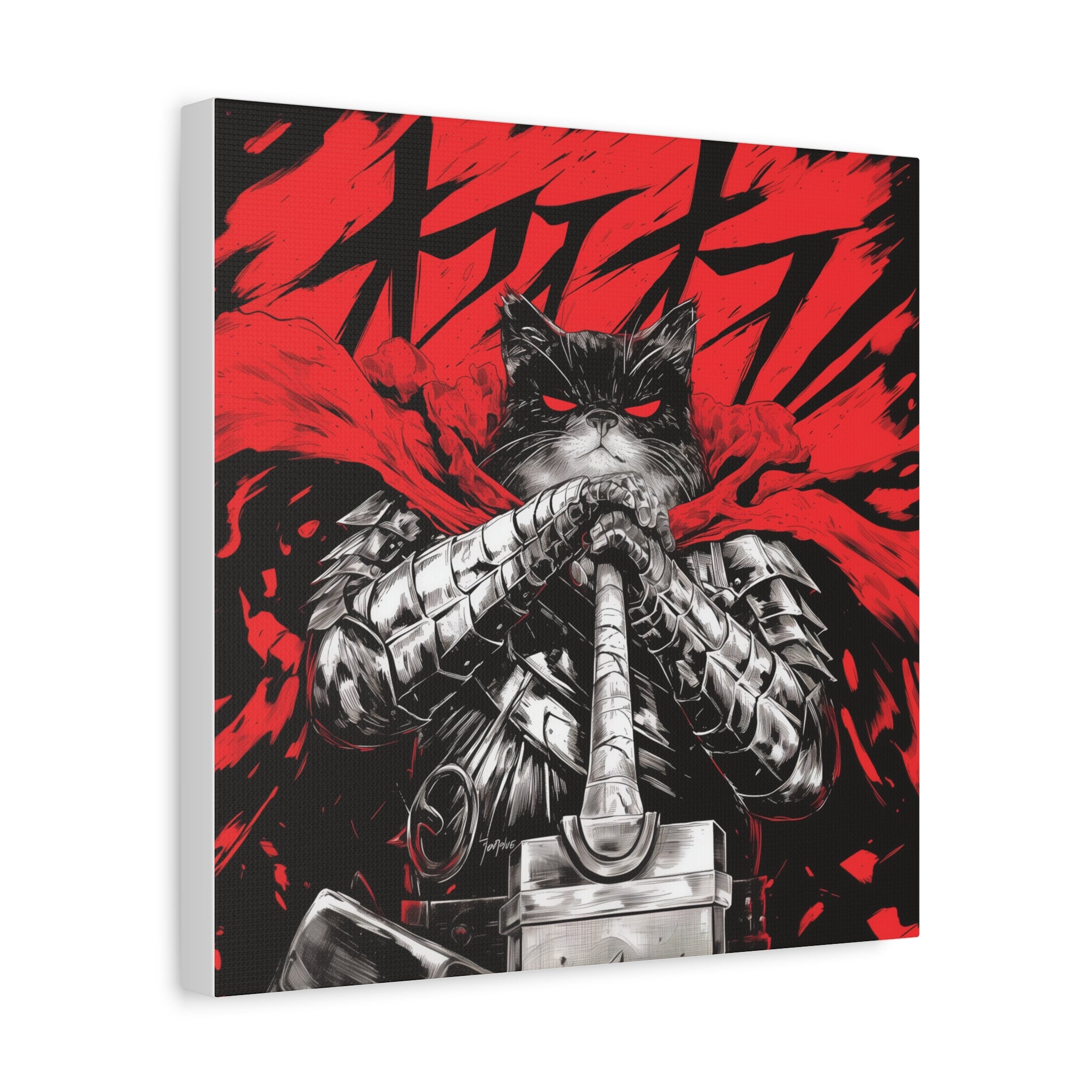 Catsu the Berserker kitty, Matte Canvas Print