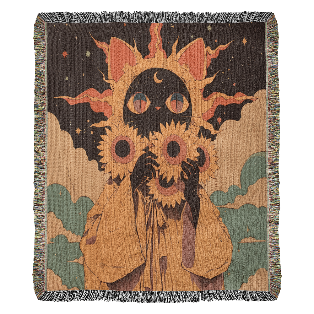 Celestial  fur baby, cat. Woven blanket