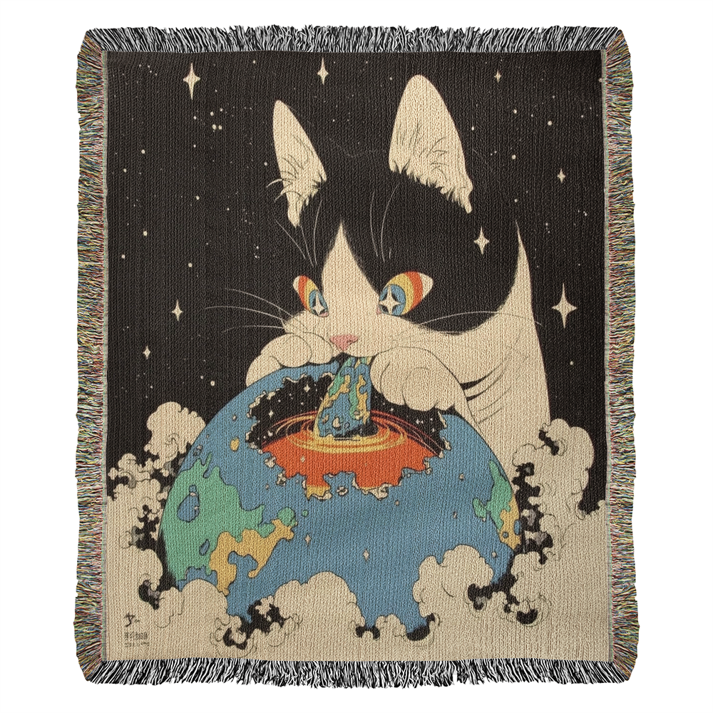 Galacta-puss  cat, Woven blanket.