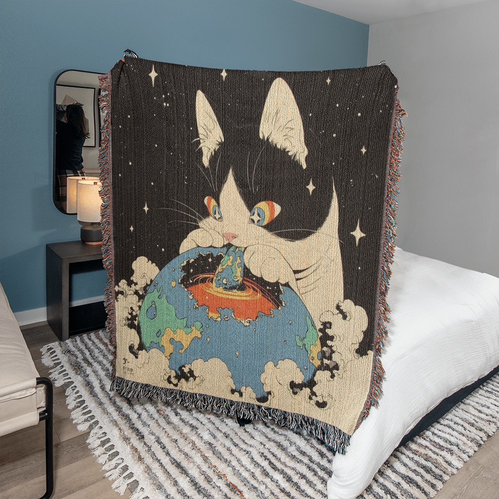 Galacta-puss  cat, Woven blanket.