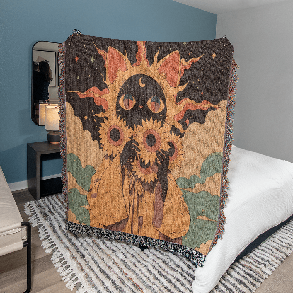 Celestial  fur baby, cat. Woven blanket