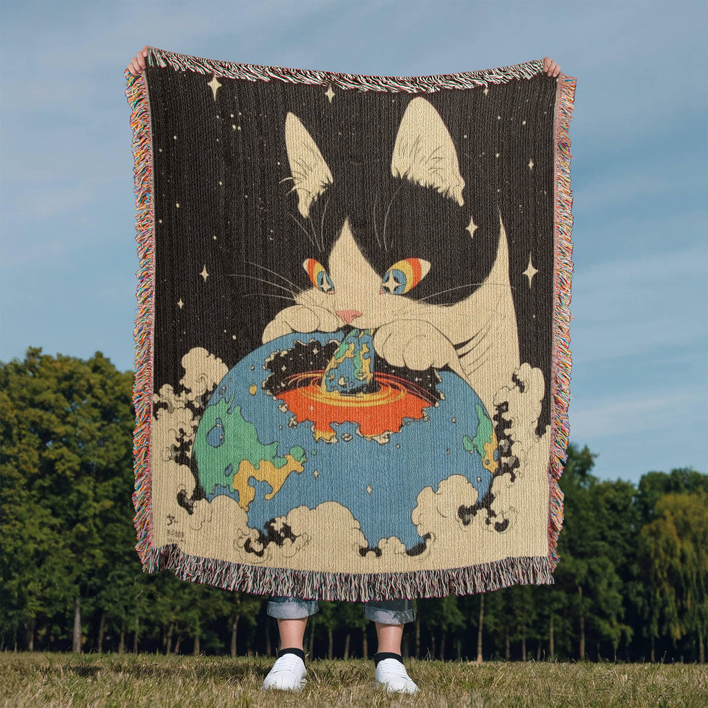 Galacta-puss  cat, Woven blanket.