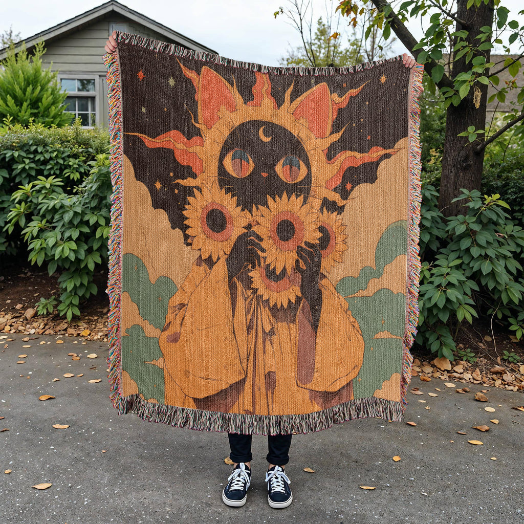 Celestial  fur baby, cat. Woven blanket