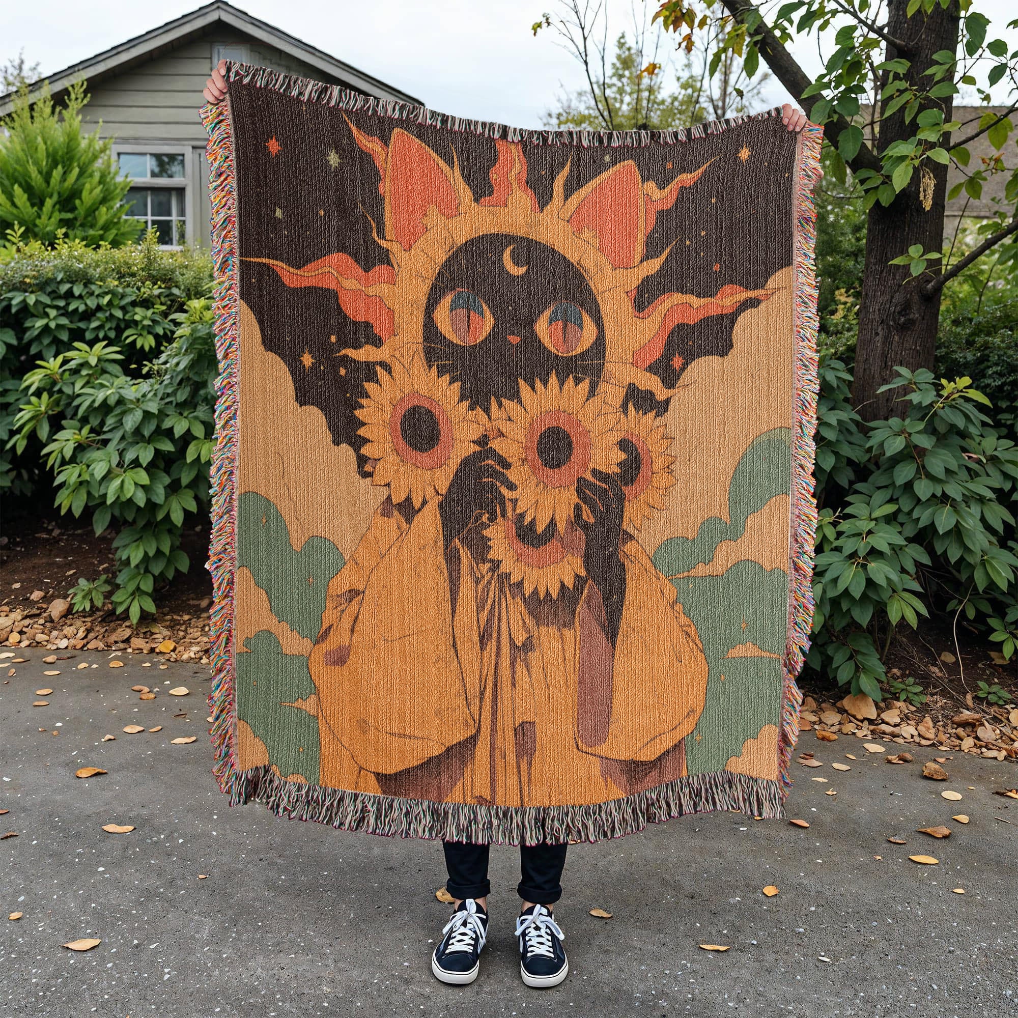 Celestial  fur baby, cat. Woven blanket