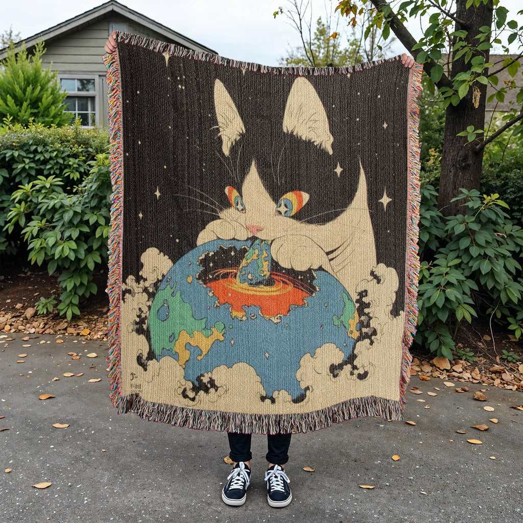 Galacta-puss  cat, Woven blanket.