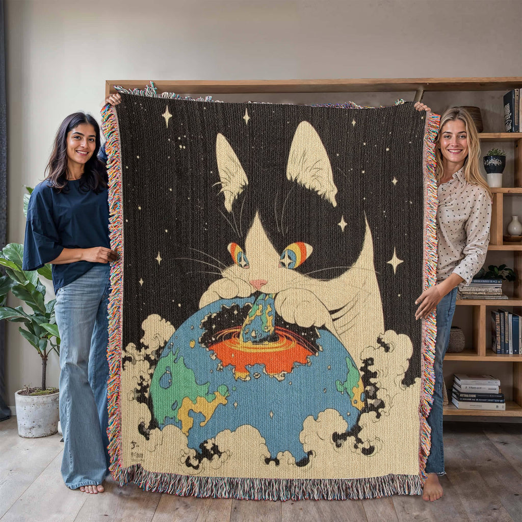 Galacta-puss  cat, Woven blanket.