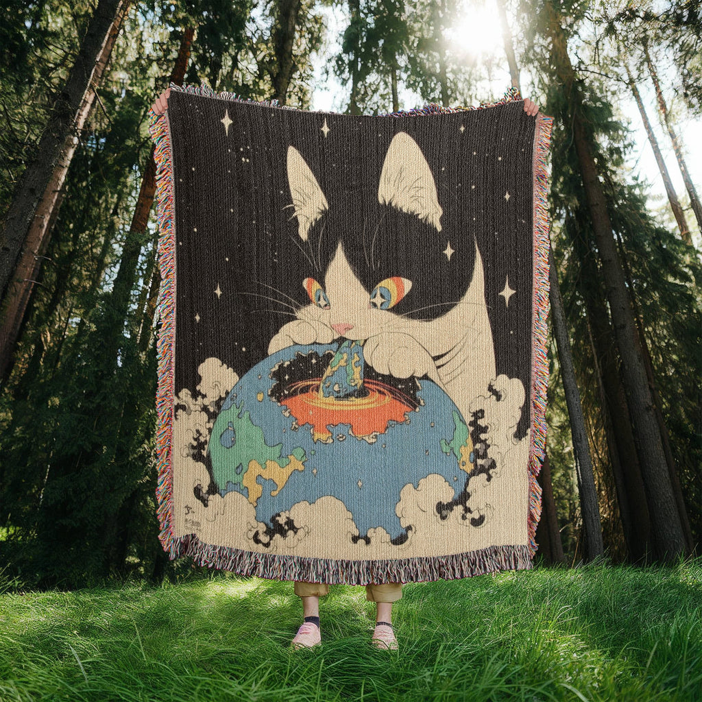 Galacta-puss  cat, Woven blanket.