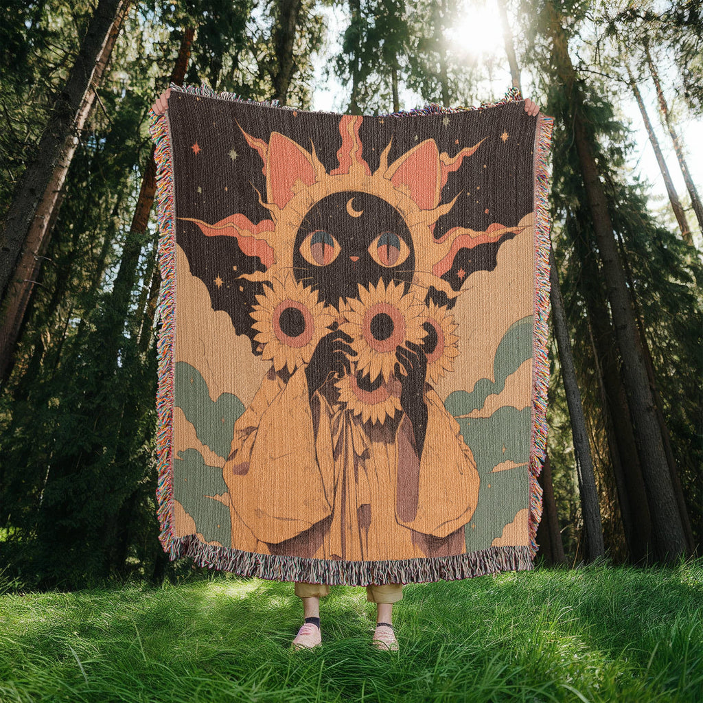 Celestial  fur baby, cat. Woven blanket