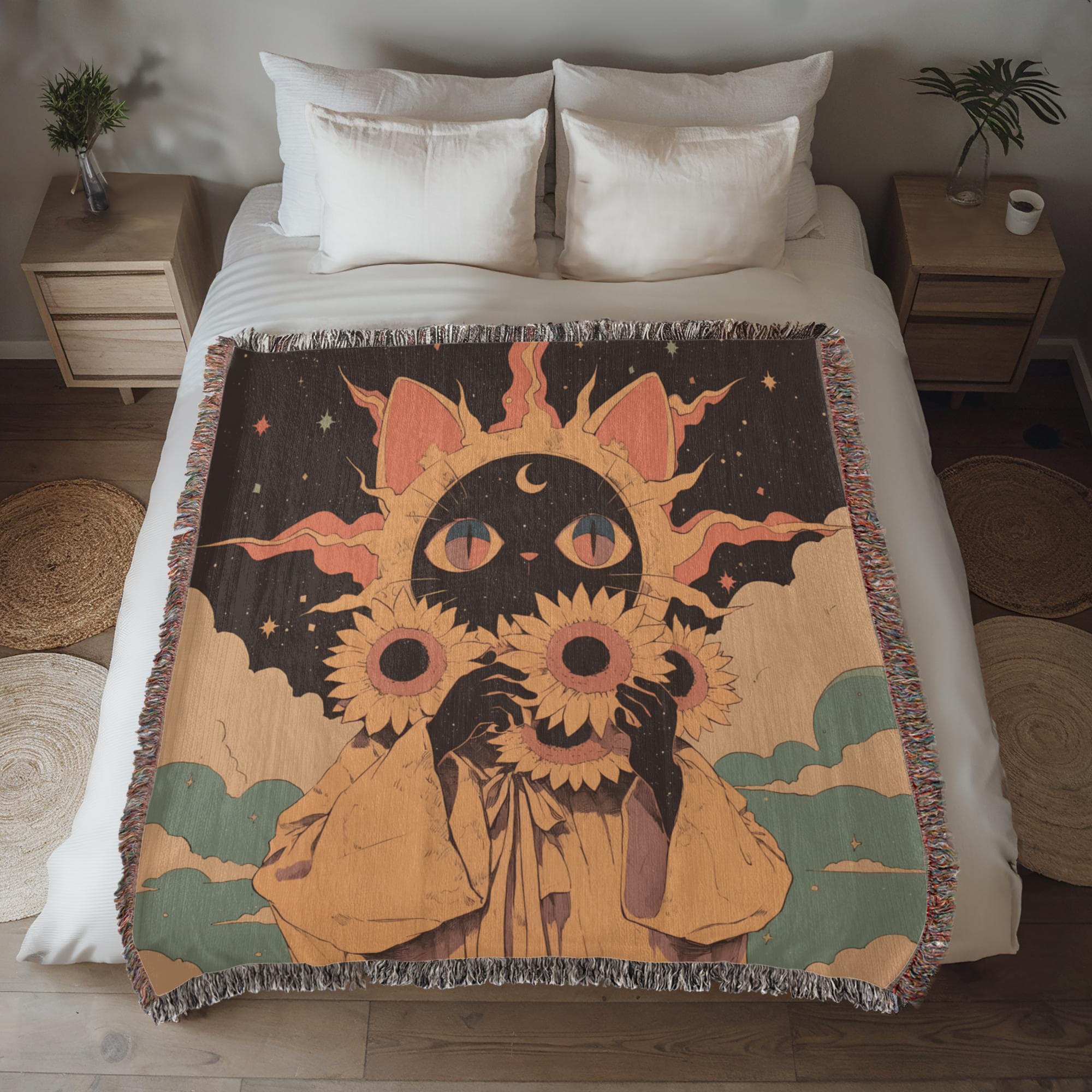 Celestial  fur baby, cat. Woven blanket