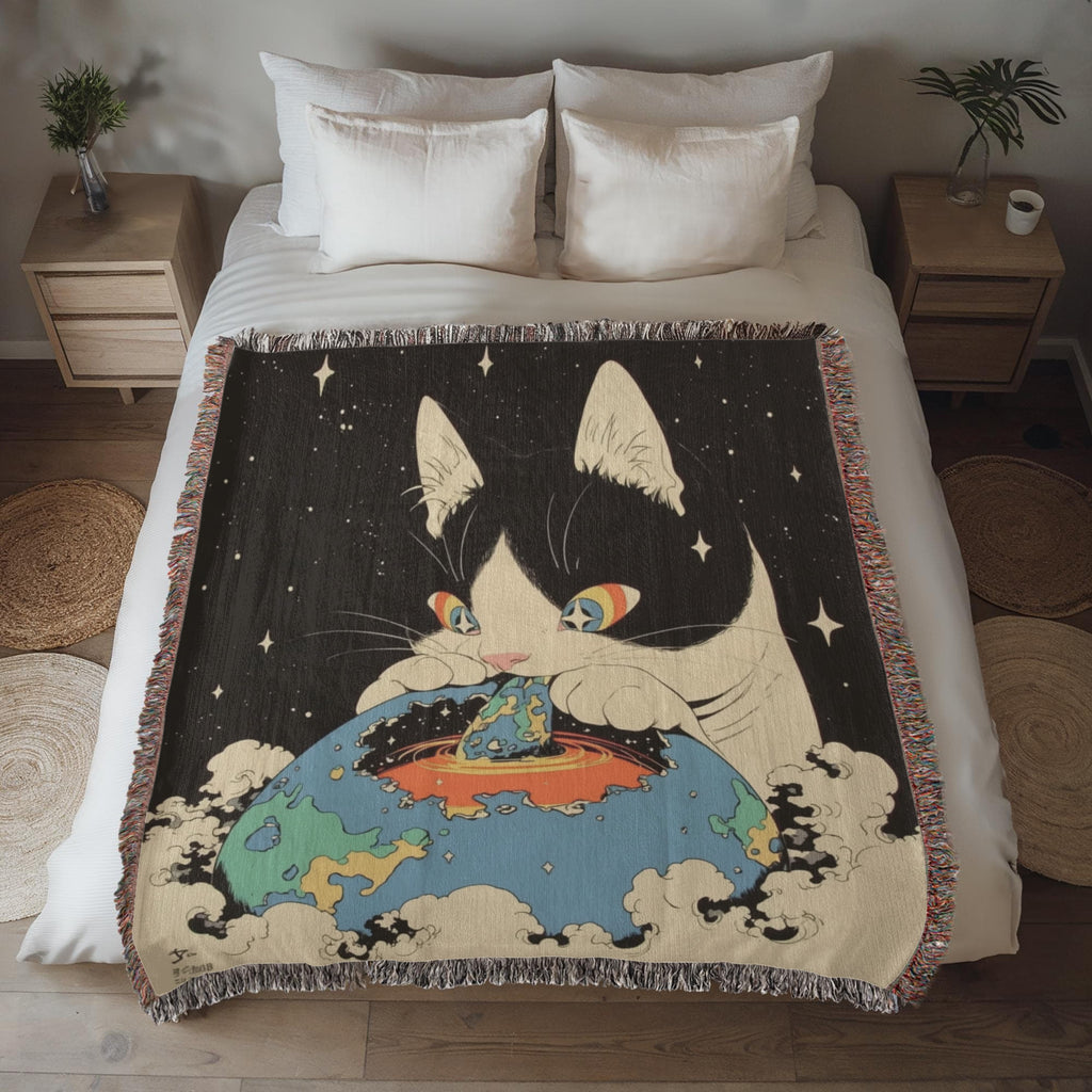 Galacta-puss  cat, Woven blanket.