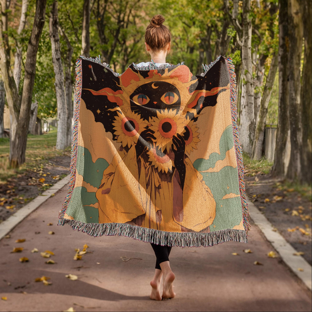 Celestial  fur baby, cat. Woven blanket