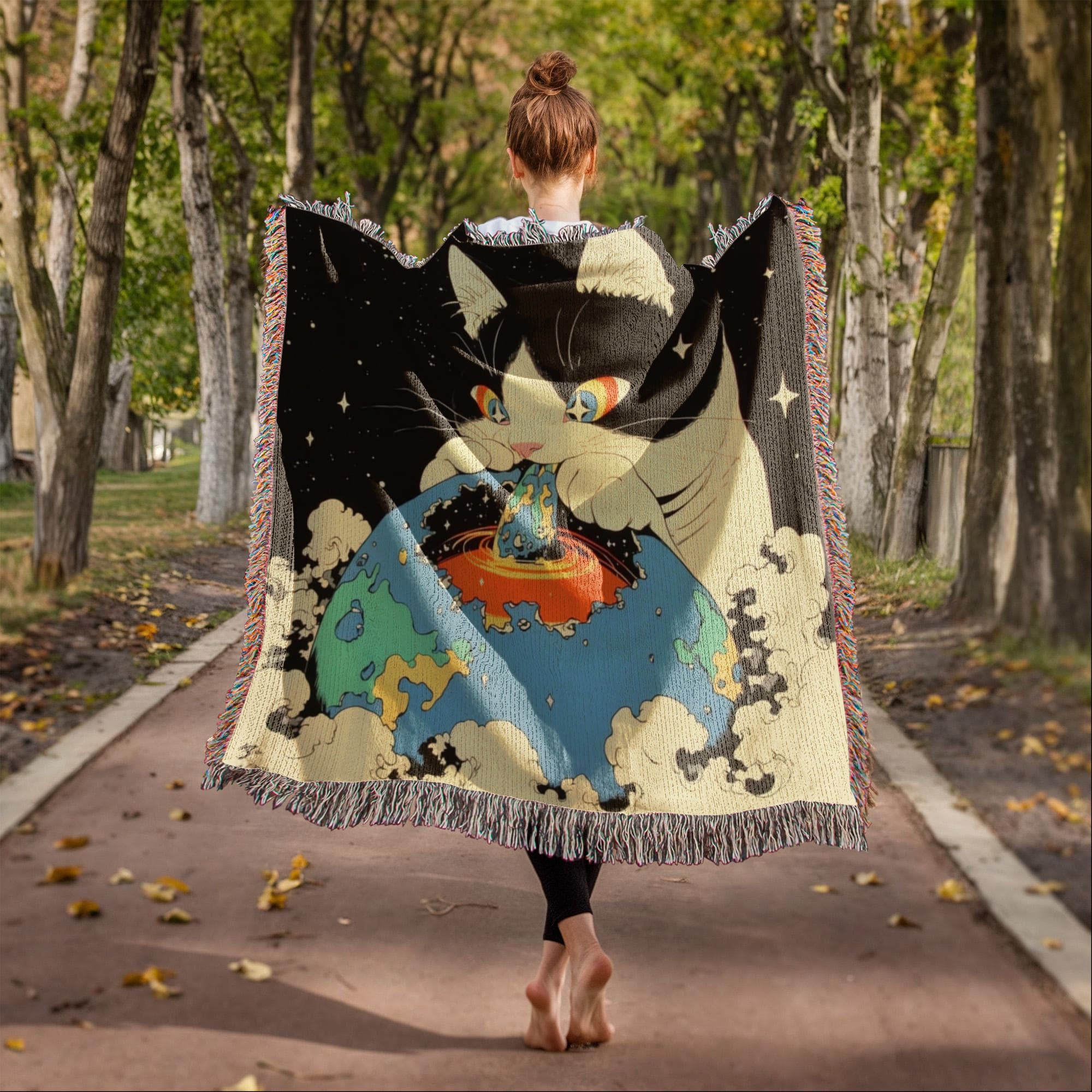 Galacta-puss  cat, Woven blanket.