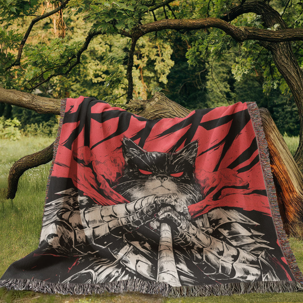 Catsu The Berserker kitty.  Woven blanket.