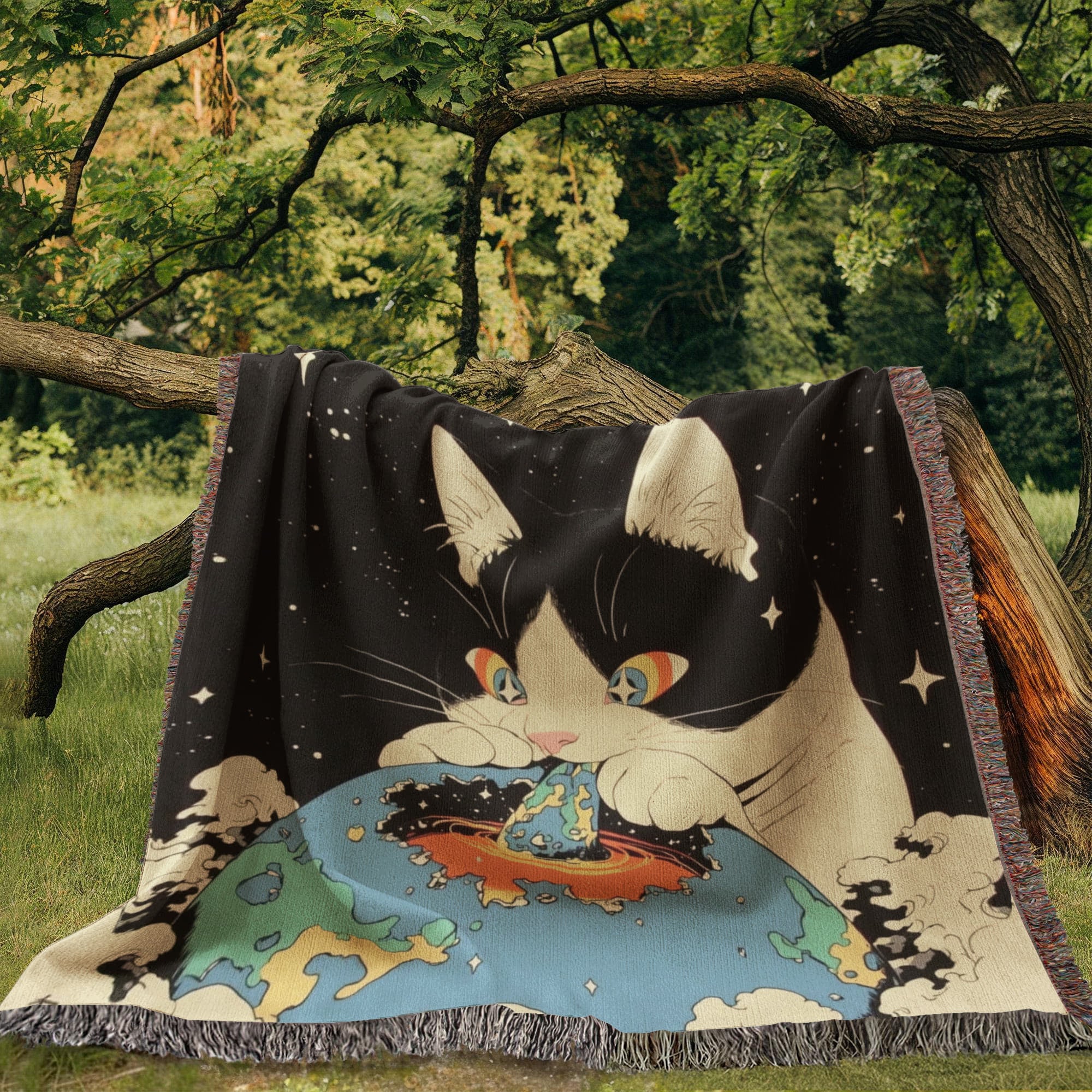 Galacta-puss  cat, Woven blanket.