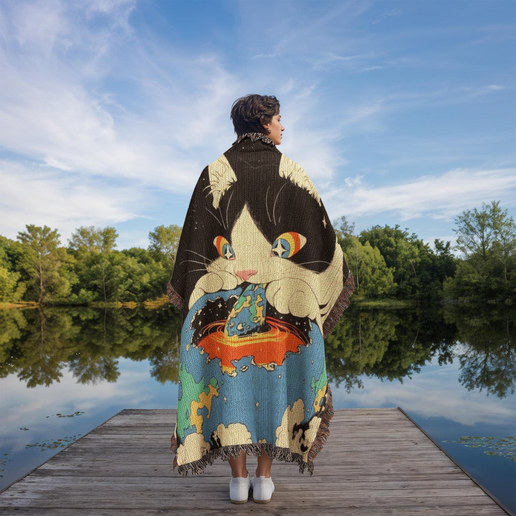 Galacta-puss  cat, Woven blanket.