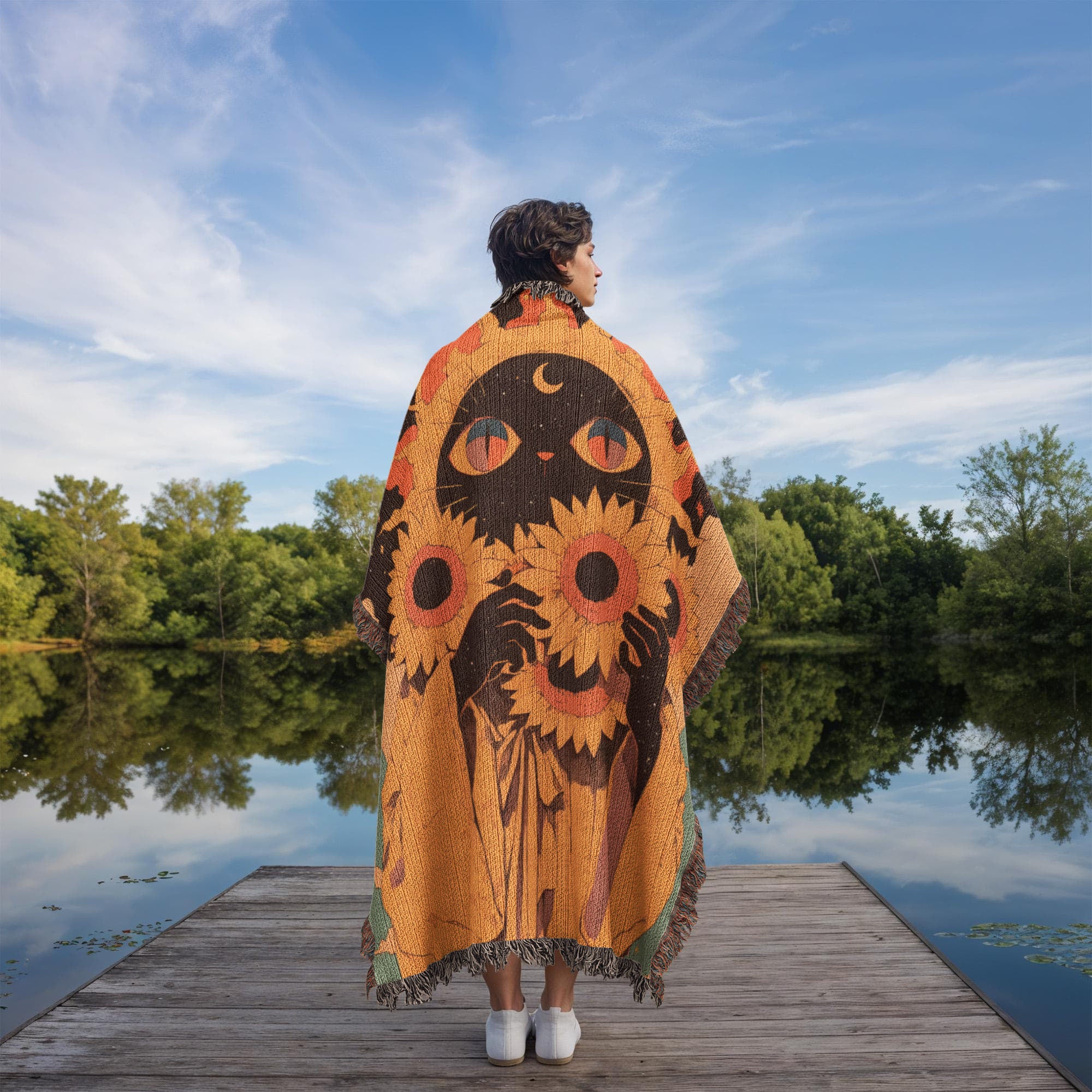 Celestial  fur baby, cat. Woven blanket