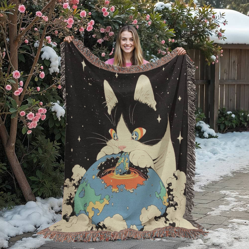 Galacta-puss  cat, Woven blanket.