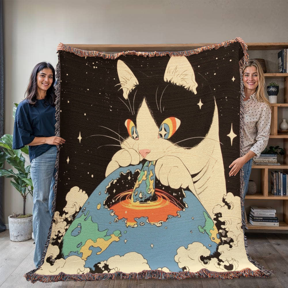 Galacta-puss  cat, Woven blanket.