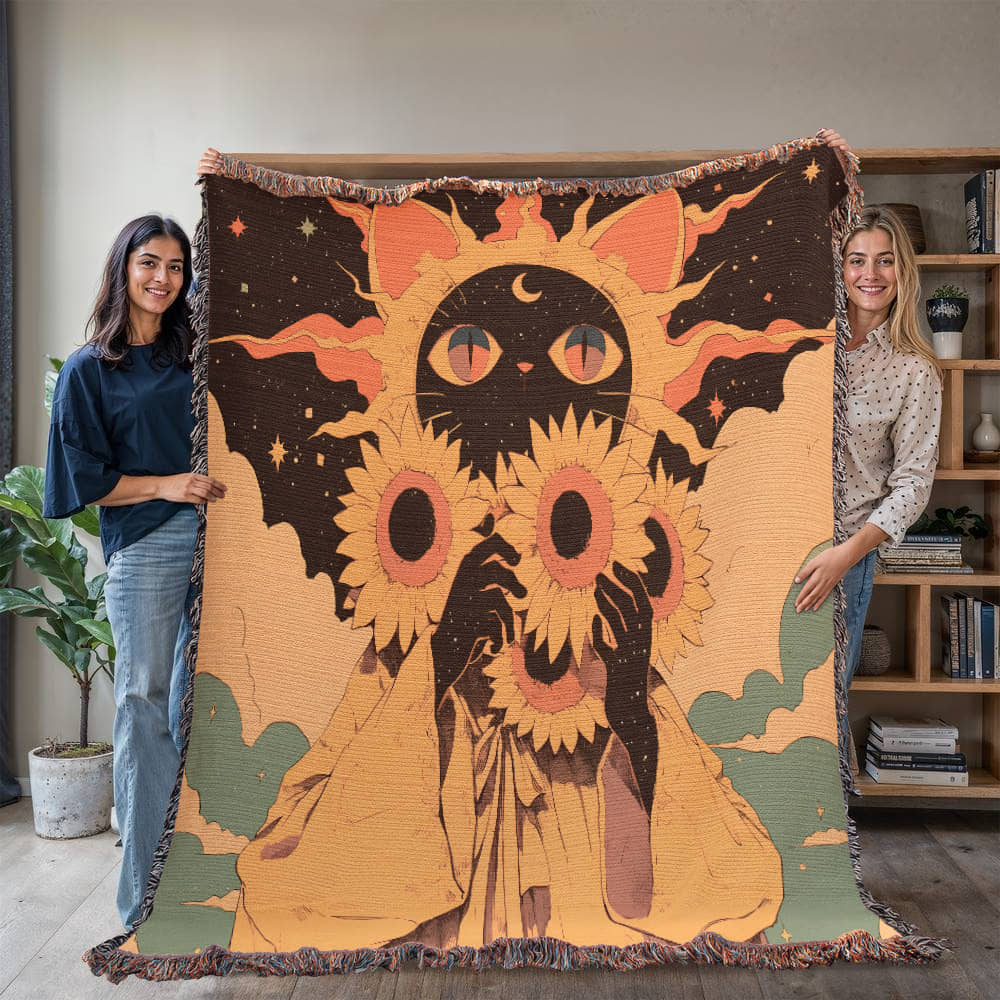 Celestial  fur baby, cat. Woven blanket