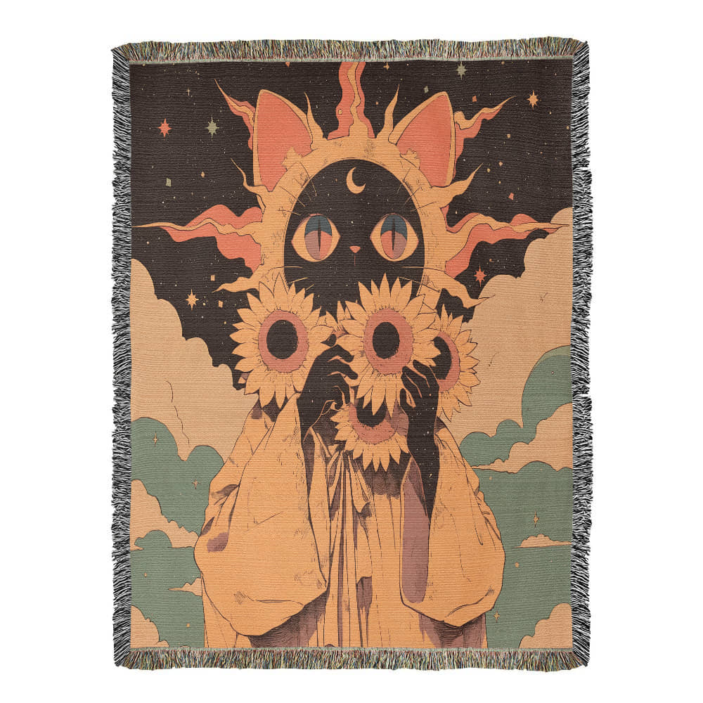 Celestial  fur baby, cat. Woven blanket