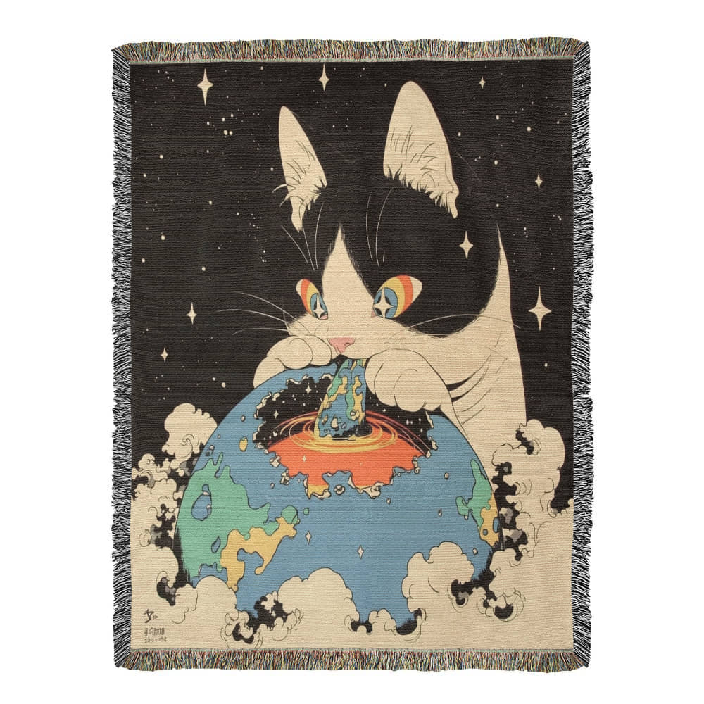 Galacta-puss  cat, Woven blanket.